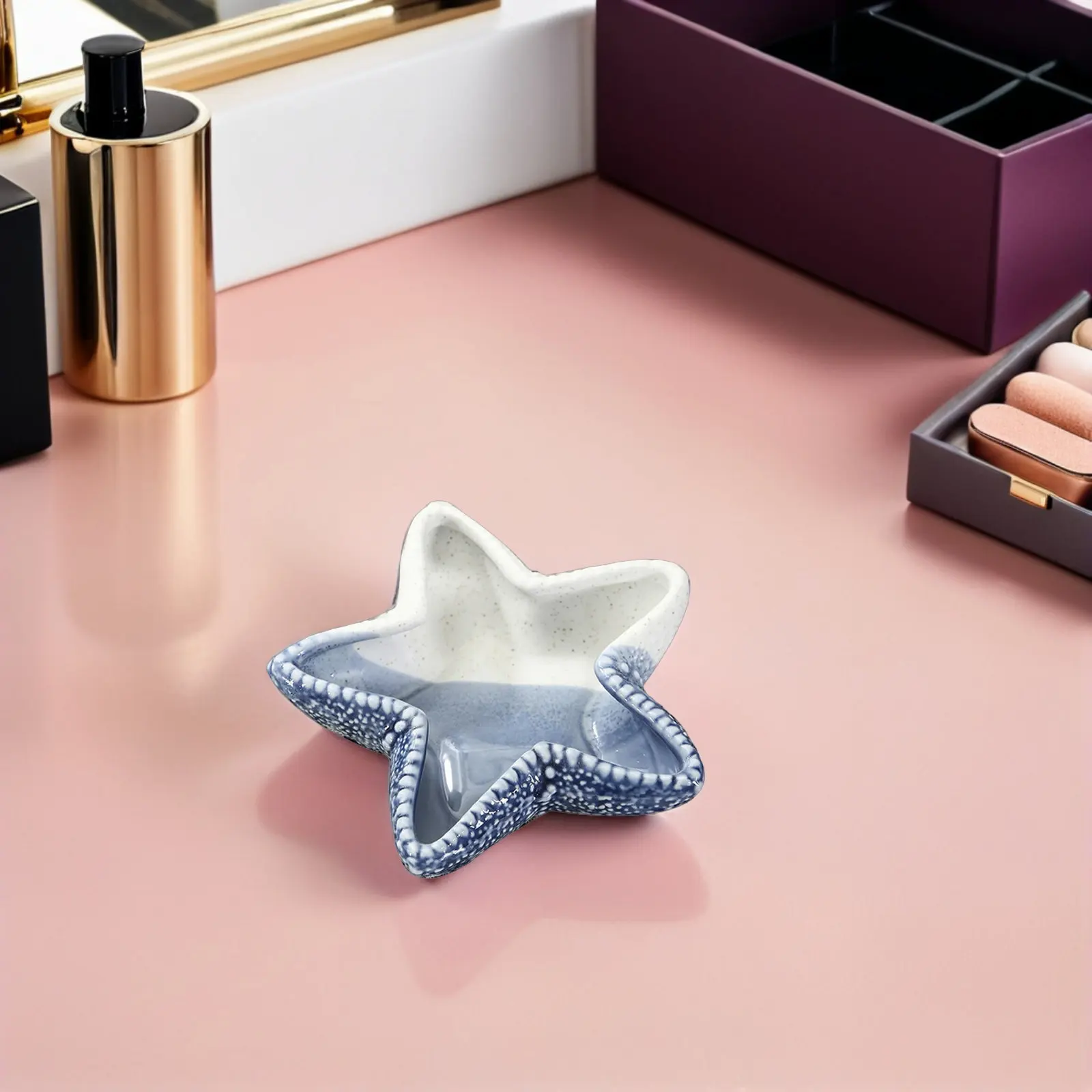 

1Pcs Sea Storage Plate Jewelry Organizer Home Decor Blue Modern Stylish Multi Purpose Tray for Bedroom Living Room