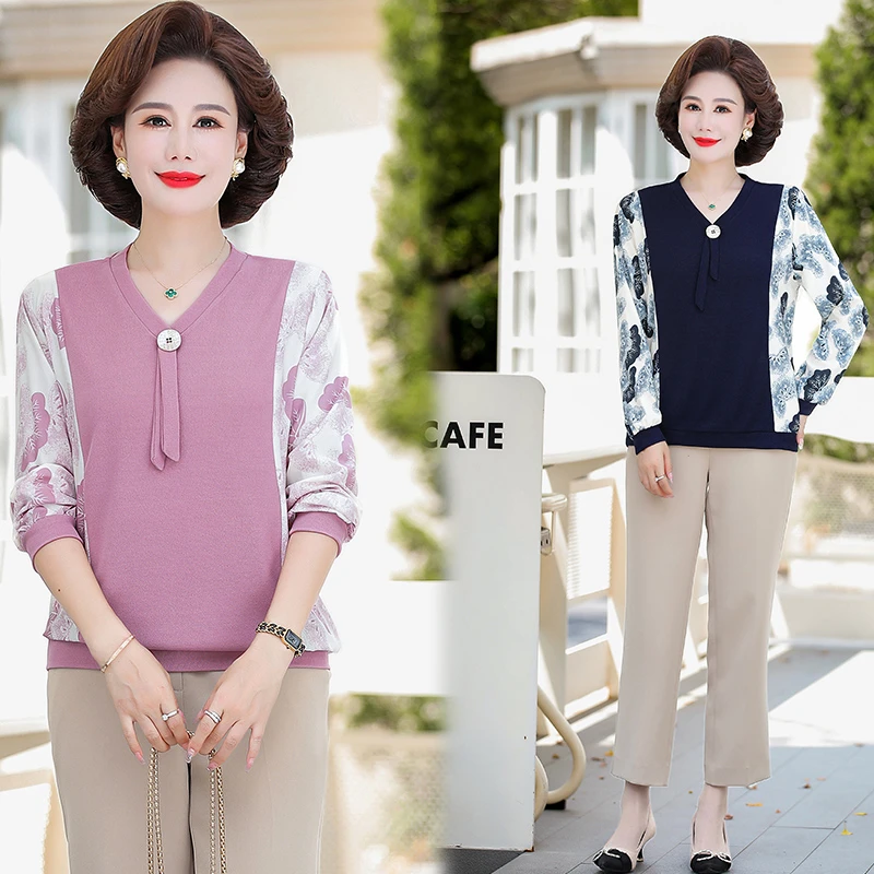 Women Spring Summer Style Chiffon Blouses Shirts Lady Casual O-Neck  Patchwork Chiffon Blusas Tops