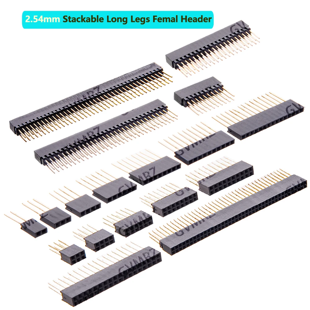 2/3/4/6/8/10/15 Pin 2.54 mm Stackable Long Legs Femal Header