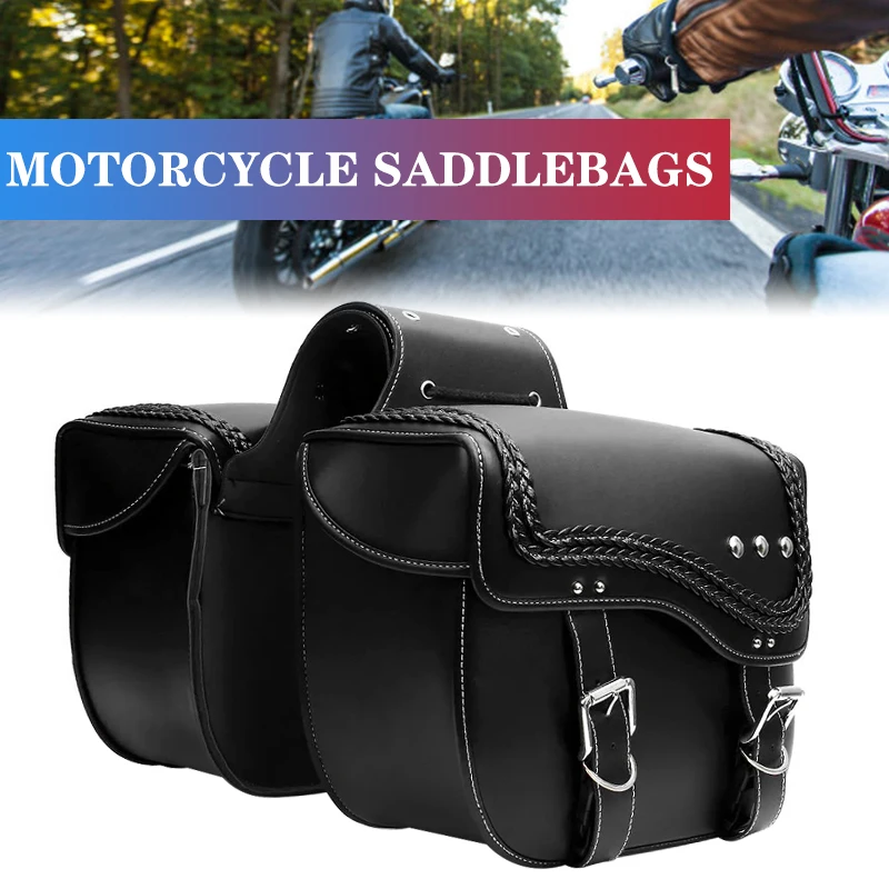 A Pair Motorcycle Saddlebag 35.5x15x28.6cm Side Storage Luggage Bag Tool Pannier Saddle Bag Waterproof For Suzuki/Yamaha/Honda 