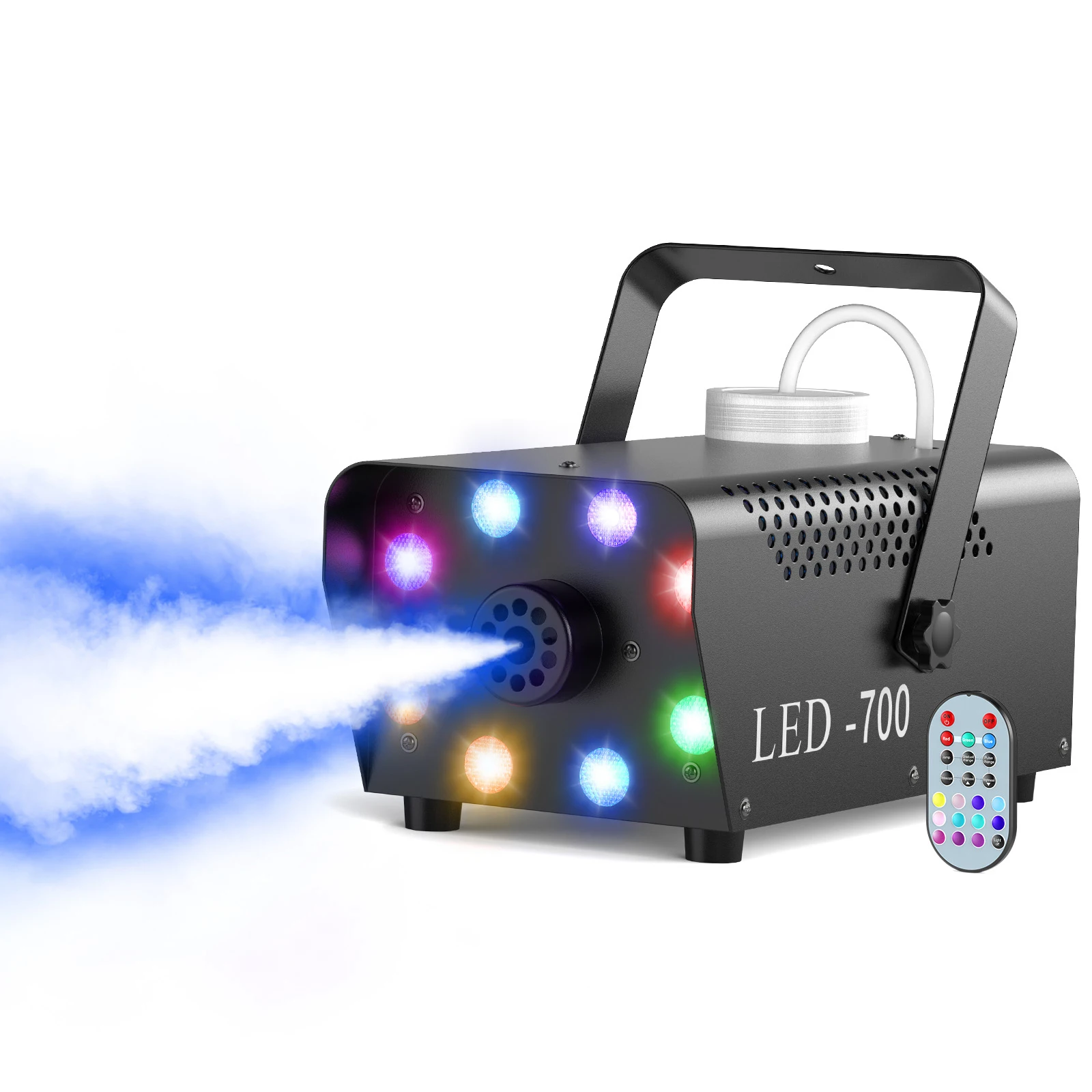 Yiflamefly 700W Fancybling Nebelmaschine mit 8 RGB-LEDs in Vollfarbe und kabelloser Fernbedienung für Hochzeiten, Partys und Bühnen