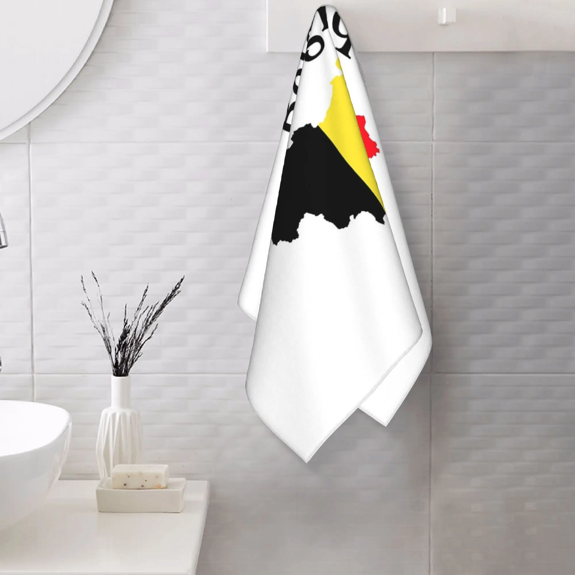 Custom Belgium Flag Map Design in French Soft Face Towel Quick Dry Pool Bath Cotton Towels Absorbent