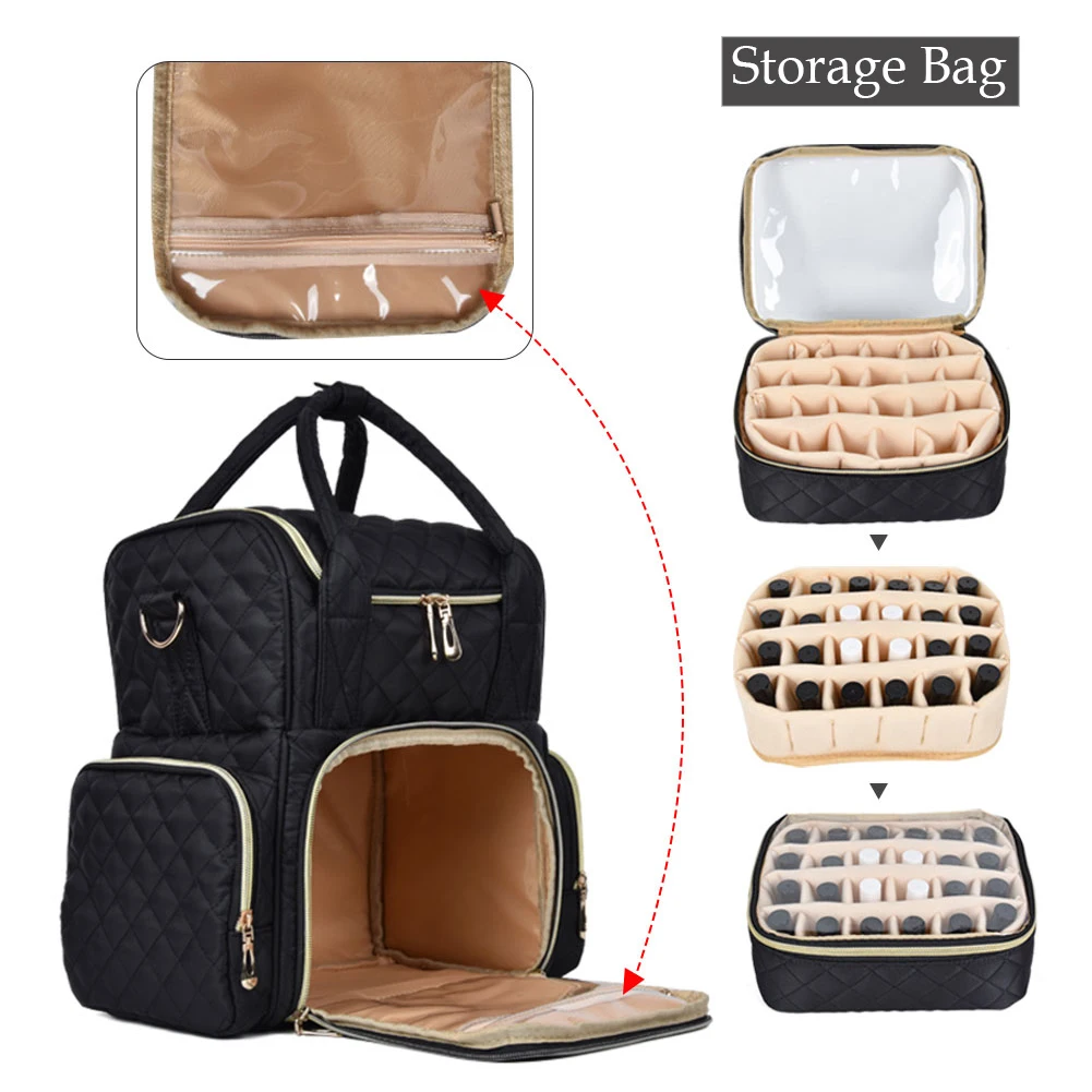 Borsa Organizer per smalto borsa portaoggetti rimovibile per smalto custodia da viaggio per accessori per unghie borsa cosmetica portatile