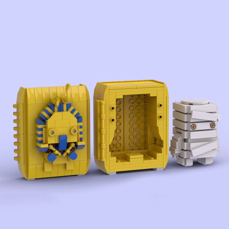 Faraone egiziano Mummia Bara Blocchi di costruzione MOC Creativo Testa quadrata Figure Modello di assemblaggio Puzzle Giocattolo per bambini Ragazzo Regalo di compleanno