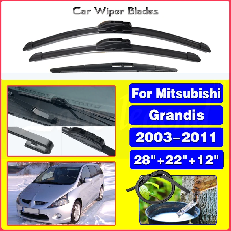 

Car Front Rear Wiper Blades For Mitsubishi Grandis 2003-2011 Windshield Windscreen Window Cutter Accessories 2009 2010 28"22"12"