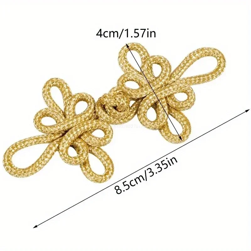 10PCS Gold Wire Chinese Cheongsam Button Dragonfly Knot Fastener Closures