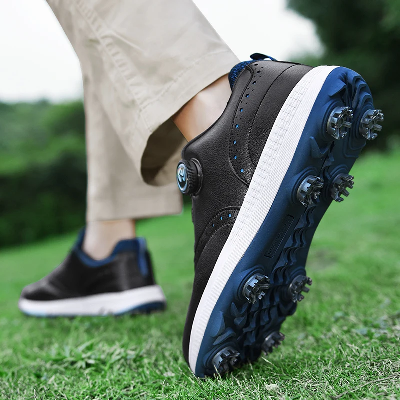 Casual Quick Lacing Golf Shoes Waterproof Non-Slip Golf Sneakers Men's Professional Golfer Footwear Golfing Sports Walking Shoes