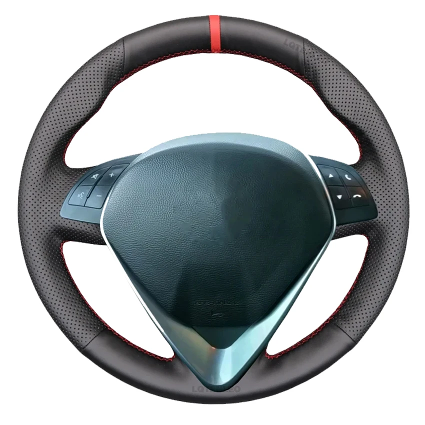 Black Genuine Leather Car Steering Wheel Cover for Alfa Romeo Giulietta 2014-2021 MiTo 2014 2015 2016 2017 2018 2019