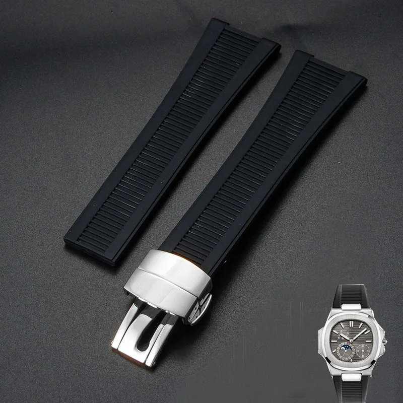 Silicone Watch Strap For Patek Philippe Nautilus 5711 5726 5712g 5980 Rubber watchband men wristband Bracelet 25MM*13MM