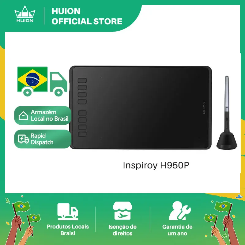 Huion h950p ultra-fino gráfico tablet digital comprimidos caneta desenho profissional tablet com bateria-livre stylus