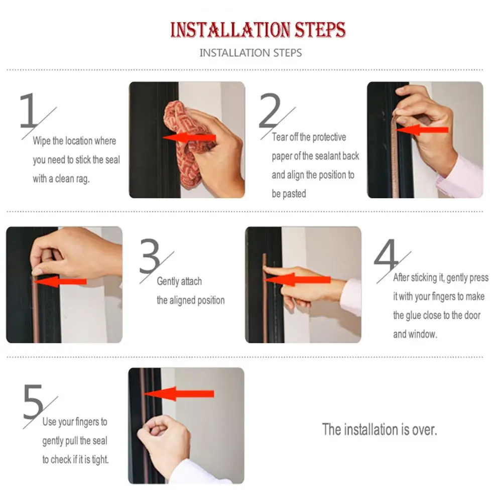 5/10m Self Adhesive Weather Strips Rubber Anti Collision Foam Window Door Draught Excluder Seal Strip