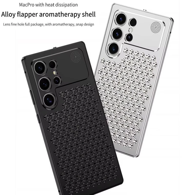 

Luxury Aluminum Fragrance Heat Dissipation Phone Case For Samsung S25 S24 Ultra Plus S24 With Lens Protection Shockproof Cover