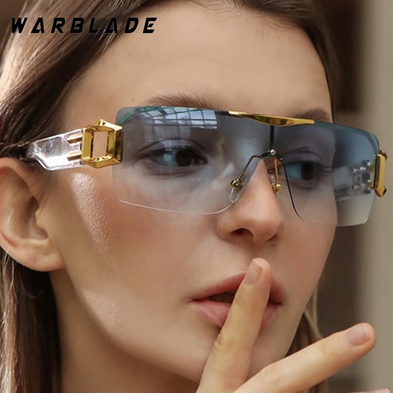 

2025 Fashion One-Piece Y2K Metal Rimless Women's Sunglasses Luxury Design Men Sunglass Outdoor Drive Travel Female Eyewear UV400