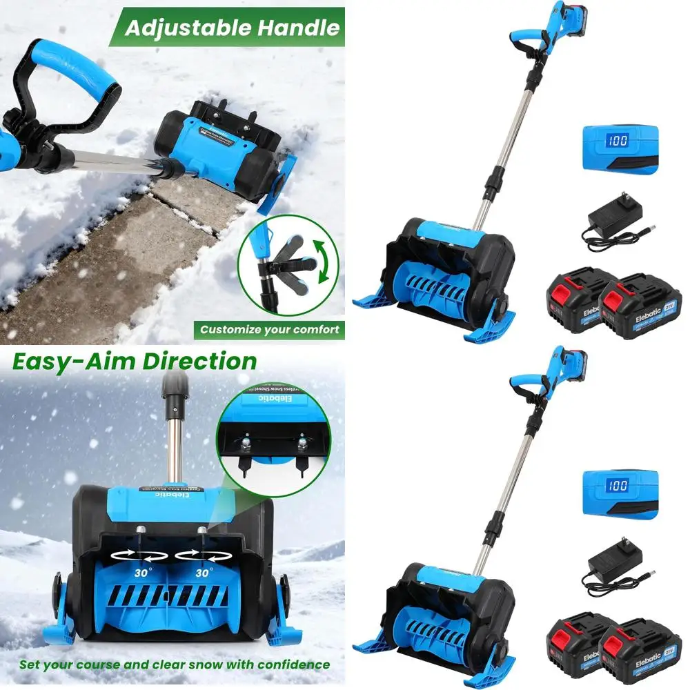 

Беспроводной электрический снегоочиститель 21 В, 12 аккумуляторов емкостью 2 Ач, двойной ручкой для подъездной дороги и тротуара, включает зарядное устройство