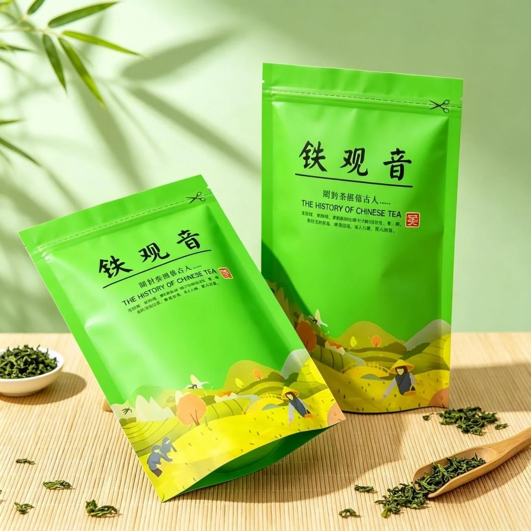 Chinese Longjing Tea Set Zipper Bags Dahongpao Biluochun Green Tea Recyclable Sealing Packing Bag NO Packing Bags