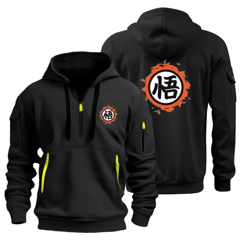 Sudadera con capucha de moda con estampado Vintage de Goku de dibujos animados de Anime, jersey de lana, sudaderas informales co