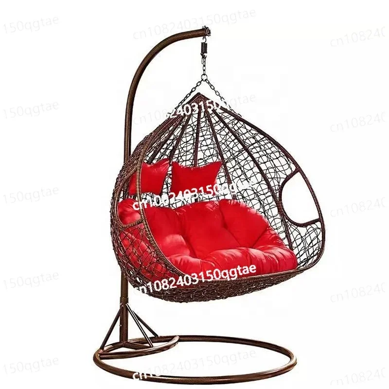 Modern Outdoor Garden Swing Chairs, Two Wicker Swing Chairs, Rattan Egg Hammock, Double Swing Chairs with Brackets