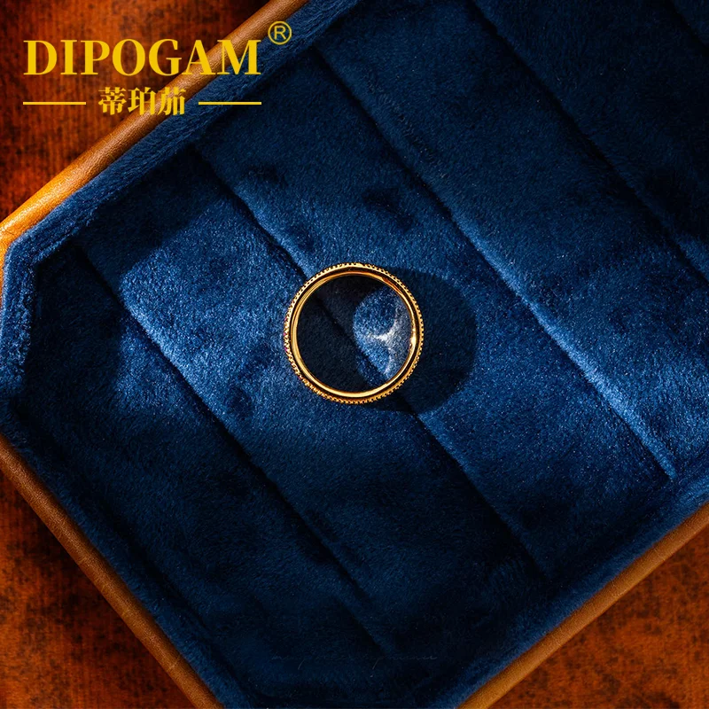 New Chinese-style antique luxury diamond ring with three-row inlaid lab-grown ruby, high-end fashion ring