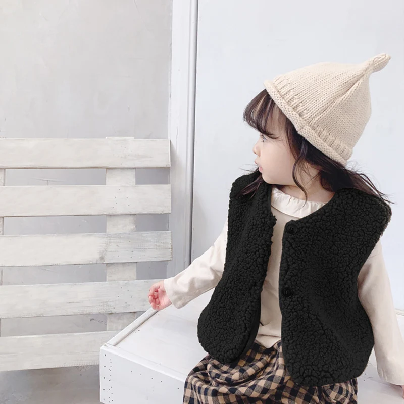 Girl\'S Lamb Wool Vest Spring Autumn New Korean Version Thickened Warm Vest Men And Women Universal Fashion Children\'S Clothing