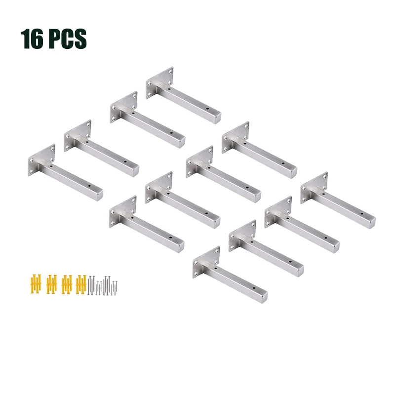 

16 PCS Wall Shelf Support Bracket Folding Shelf Support Bracket Hidden for Floating Mounting Plate Duty Bracket with Free Screws