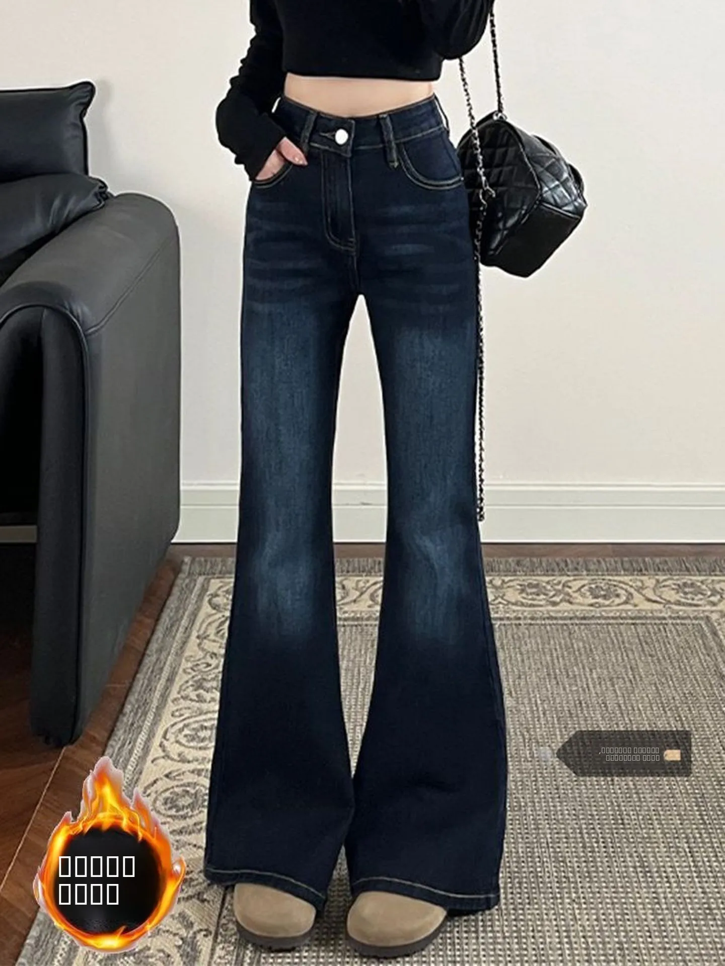 

High Waist Bell Bottom Denim Jeans Women's Spicy Style Thin Slimming Summer New Arrival plus Size Anti-Wrinkle Commute Suitable