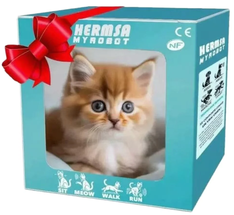 Smart Electric Walking & Purring Plush Cat - Realistic Animated Stuffed Animal Toy, Cute Children Birthday Gift for Girls Boys