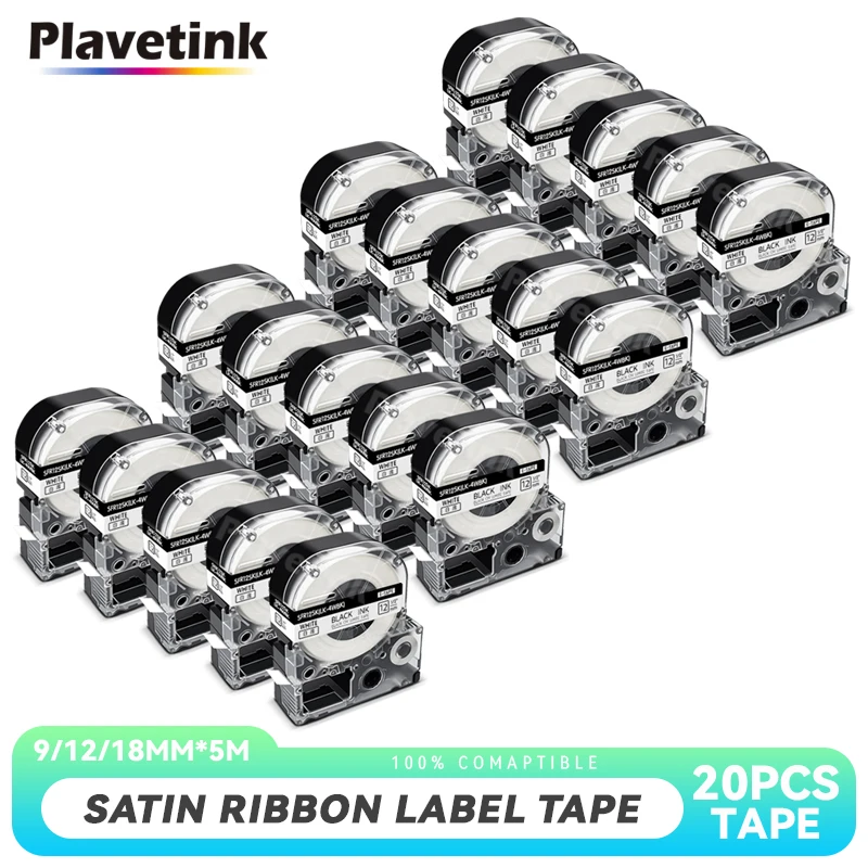 

20PK 12mm Satin Ribbon Tape For Epson SFR12PK SFR12SZ SFR12SK SFR12ZK SFR12RZ SFR12GZ SS12KW Label gift wrapping Ribbon Tape