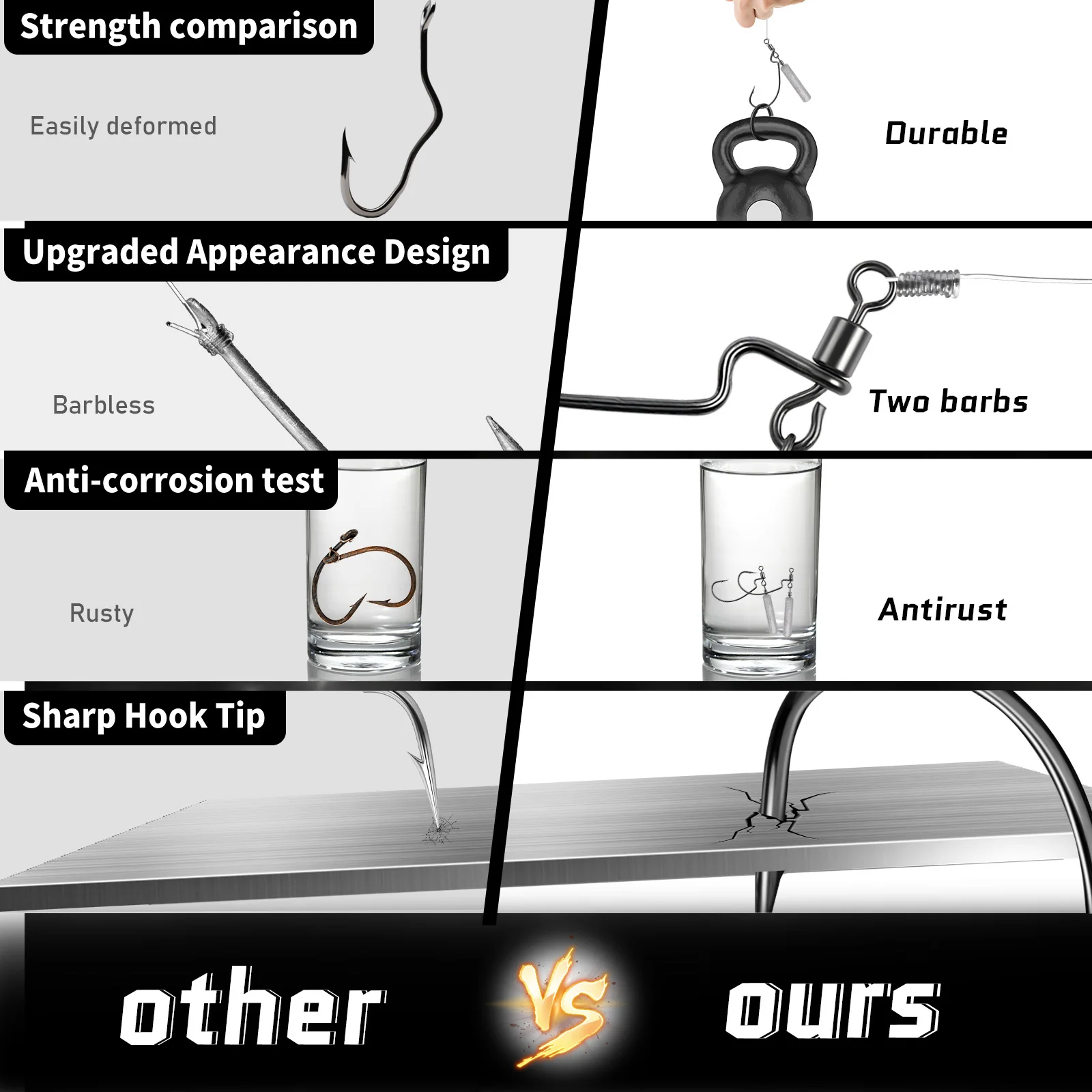 EWG هوك قطرة النار السنانير قطرة النار تلاعب مع ثقالة وزن الصيد 5 قطع السائبة #5