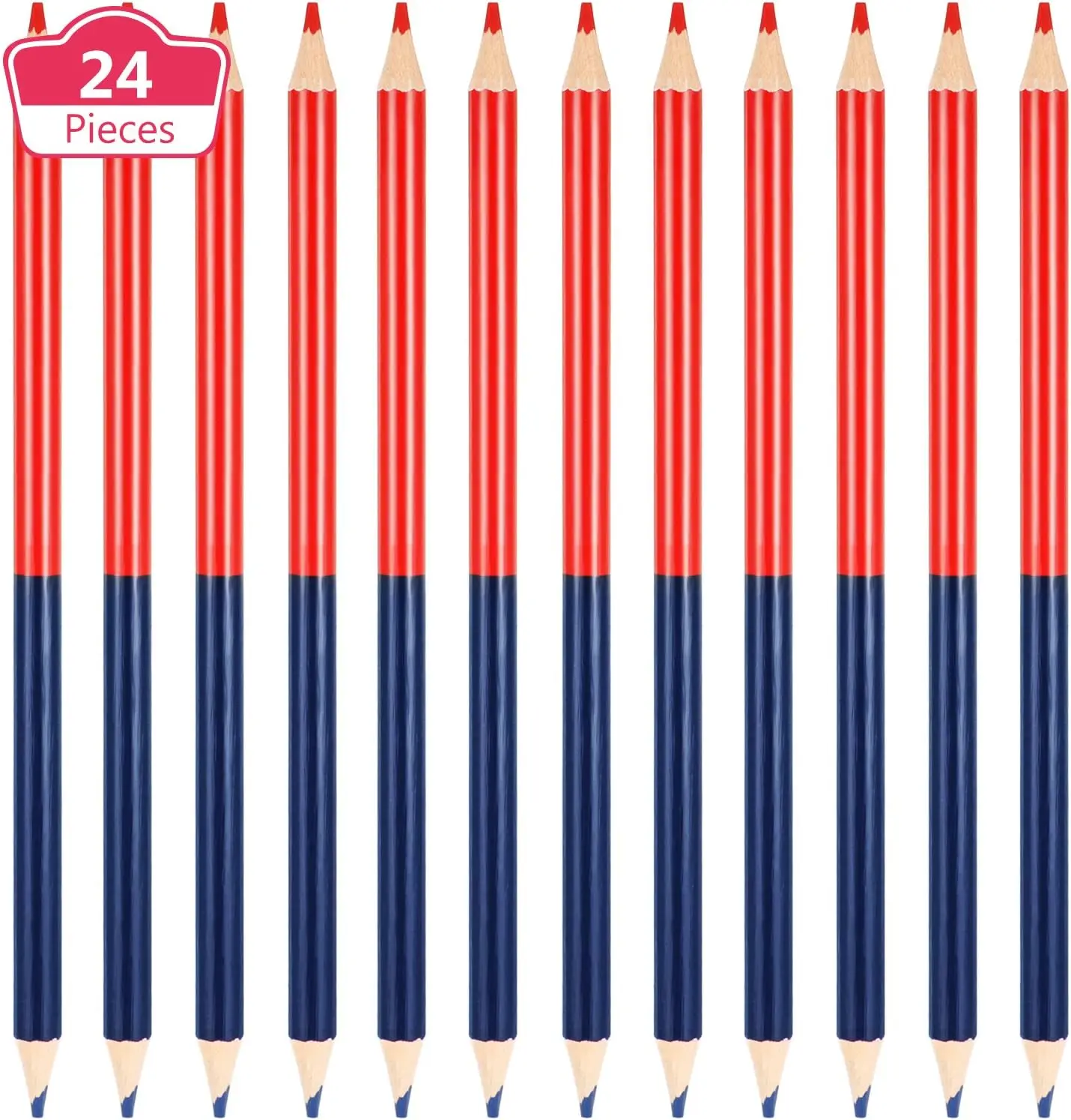 

48-Piece Red and Blue Double-Ended Pencils, Pre-Sharpened Erasable for Checking, Grading, and Coloring