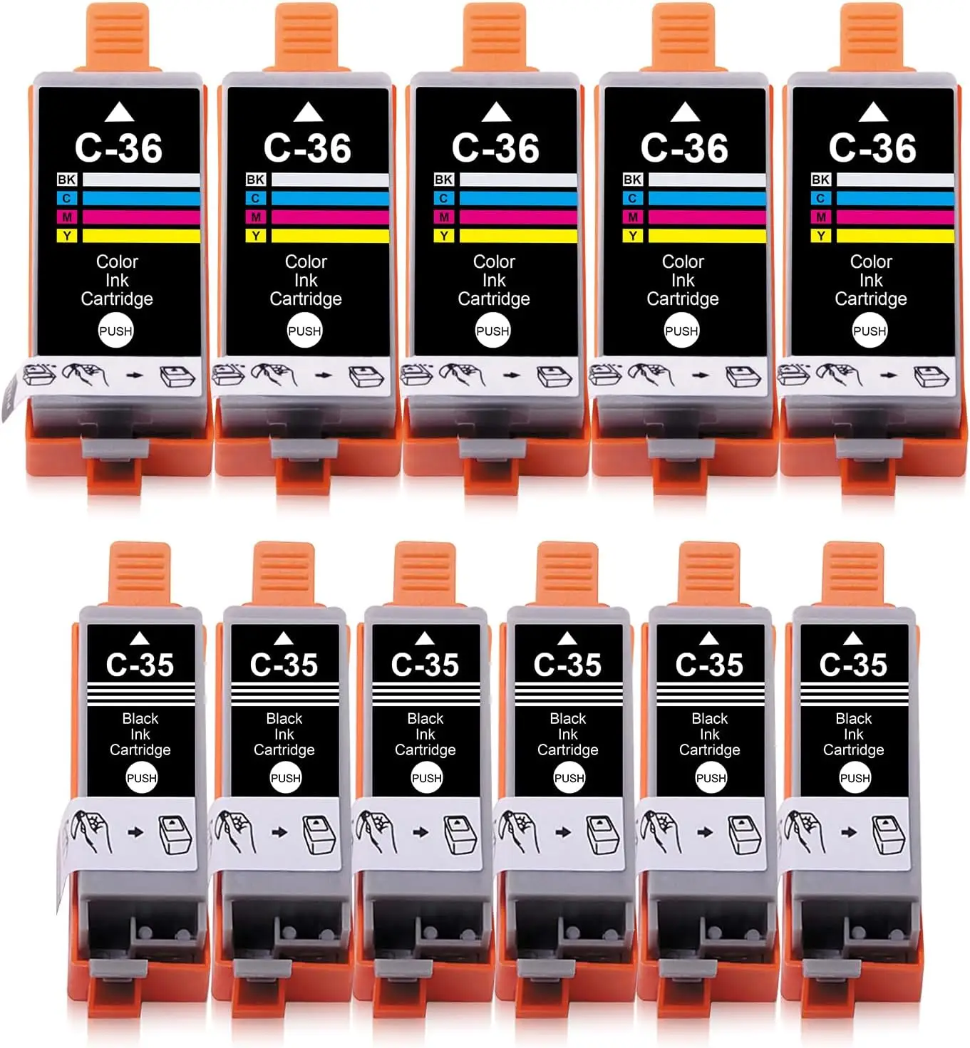 35 36 Cartridges Replacements for PGI-35 CLI-36 Ink Cartridge Compatible with iP110 iP100 TR150 Printer(6 Black 5 Color)