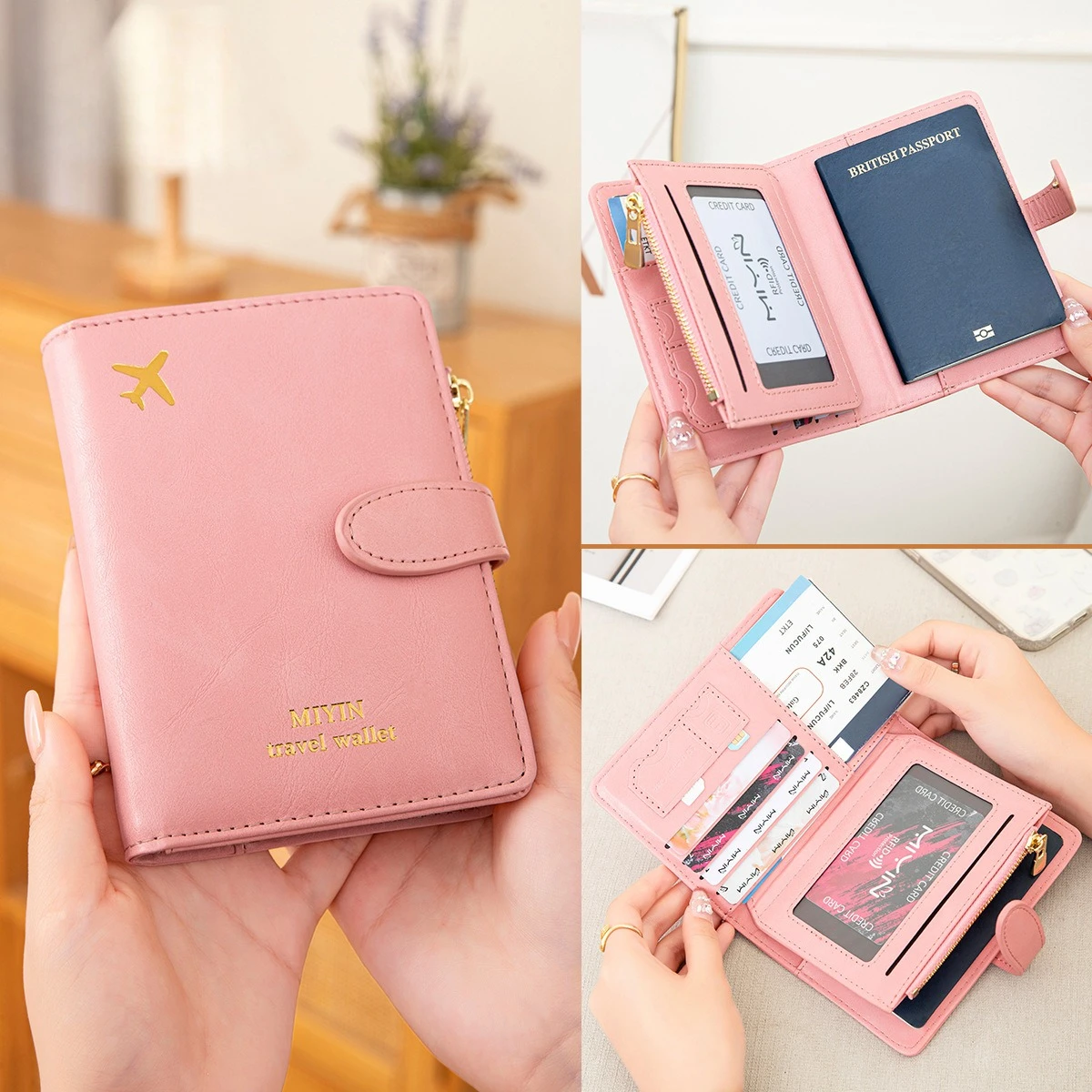 

Портативный дорожный органайзер для документов и паспорта, водонепроницаемый, из искусственной кожи, с защитой от кражи, многофункциональный держатель