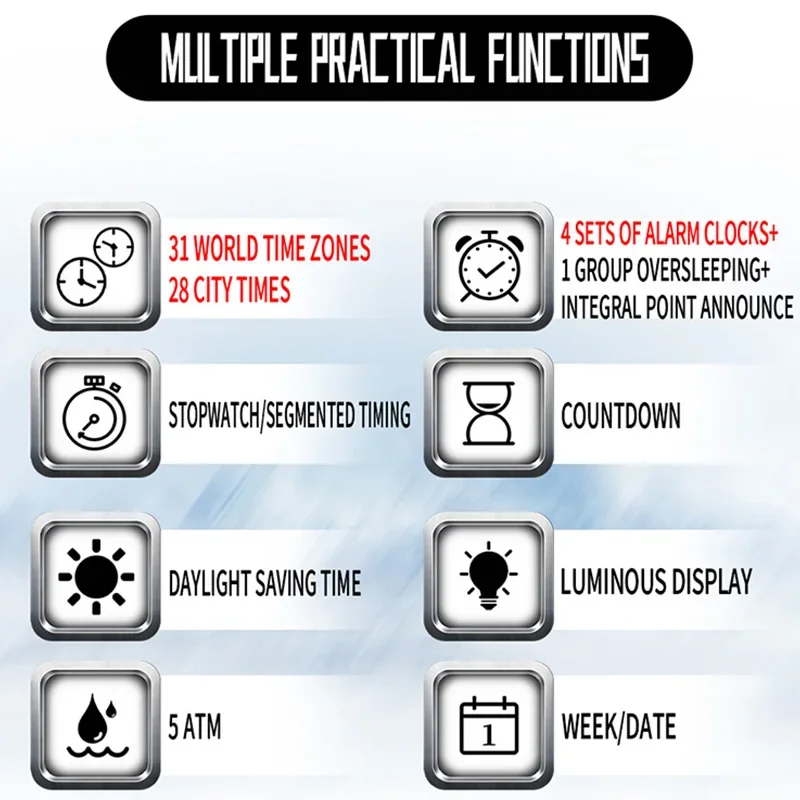 SANDA 더블 디스플레이 스포츠 시계 남자 빛나는 다기능 방수 여성 손목 시계 야외 실행 학생 알람 시계