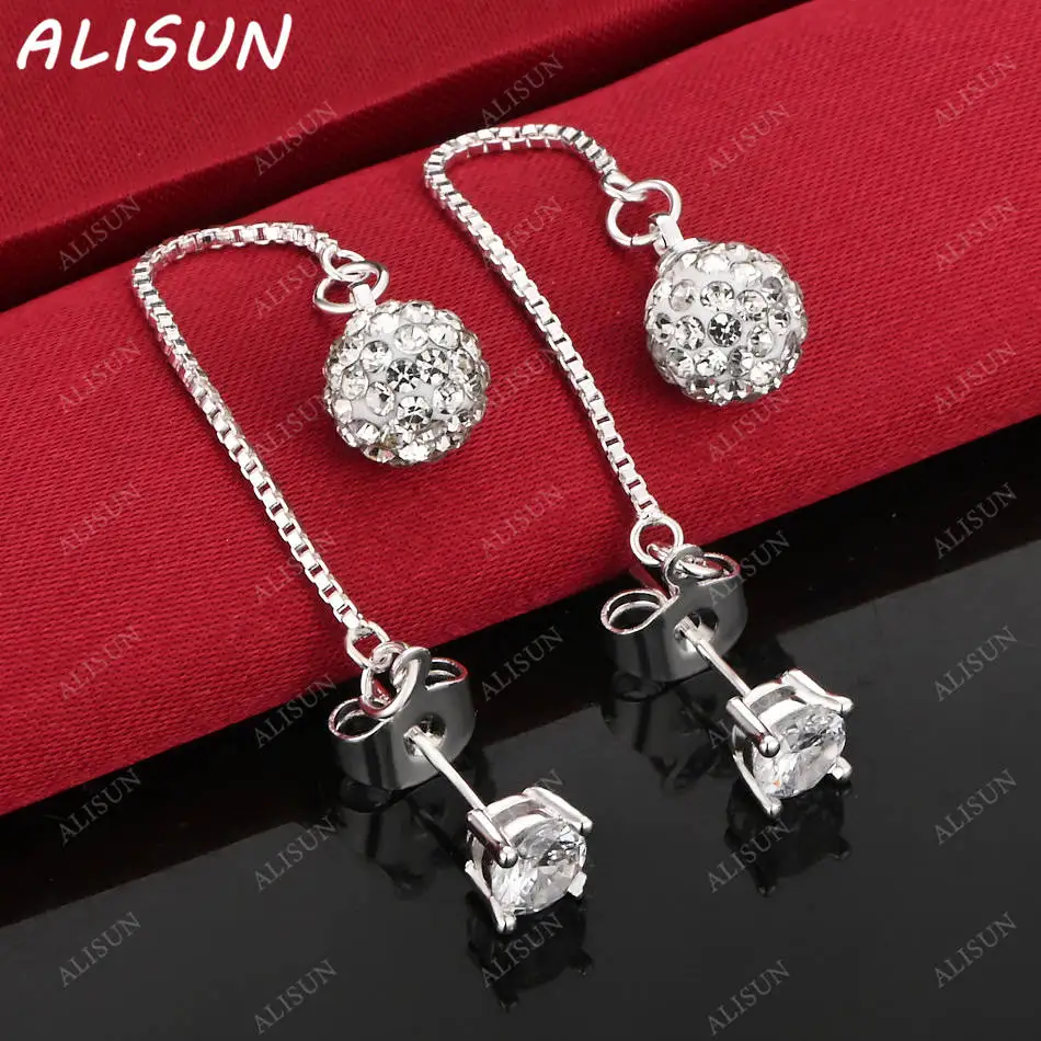 

ALISUN 925 Sterling Silver Zircons Balls Earrings Drop Earrings For Women Anniversary Gift Popular Wild Fashion Romantic Jewelry