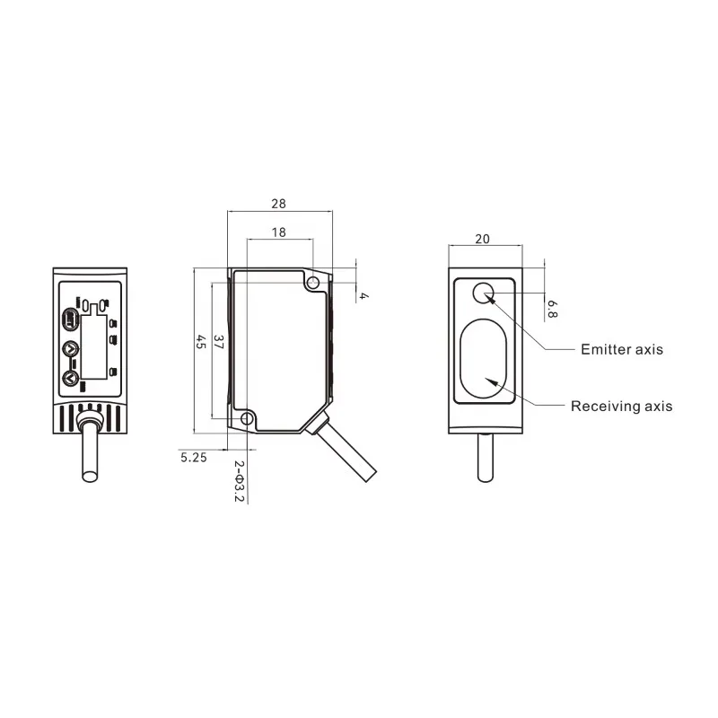 AKUSENSE MLD25-100NV 三角測定 RS485 V/I アナログレーザー変位センサー 光電反射センサー