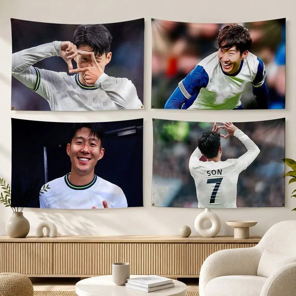 Football Captain Son H-Heung-min  Flags Wall Hanging Background Art Banner for Bedroom Home Outdoor Decor