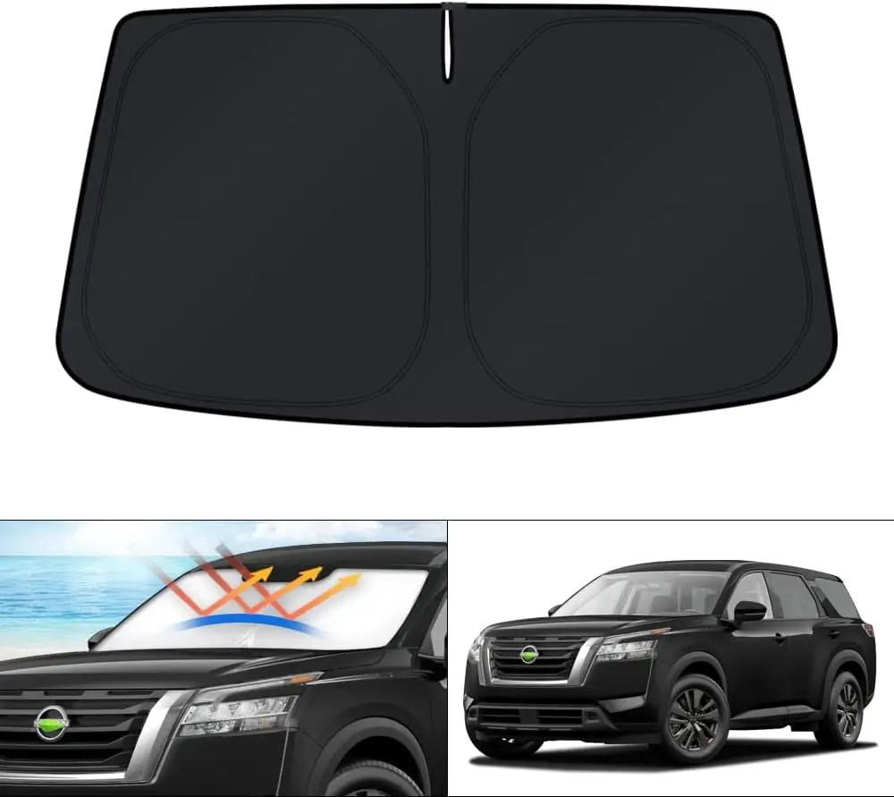 

Солнцезащитный козырек на лобовое стекло для Nissan Pathfinder 2022-2024, 2025, 2026: Аксессуары, складной, защита от УФ-лучей
