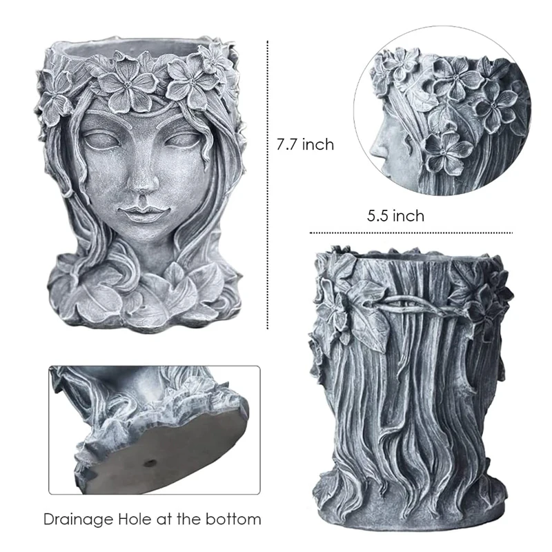 Imagem -03 - Head Planter Flower Pot Estátua da Deusa Girl Portrait Planter Vaso de Flores Interior e Exterior Recipiente Decorativo