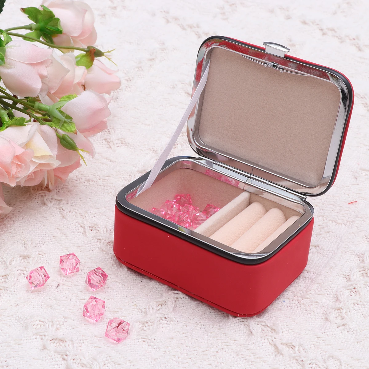 

Fashion Jewelry Box Mini Size Portable Storage Container For Earrings Necklace Travel Women Girls Premium Lint Cloth Protect