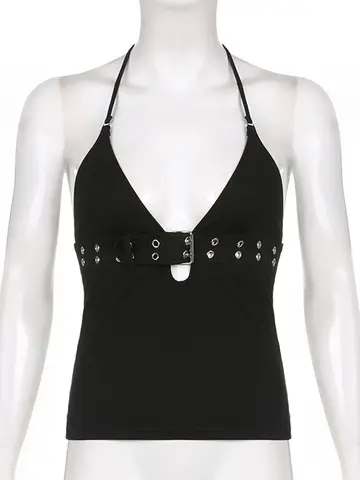 y2k बैंडेज क्रॉप टॉप ब्लैक बैकलेस टॉप लेस अप क्यूट पार्टी बीच समर स्वेट्स महिलाओं के लिए रेट्रो बेसिक मिनी वेस्ट पंक 8 best sales ऊपर पिन अप करें - №7