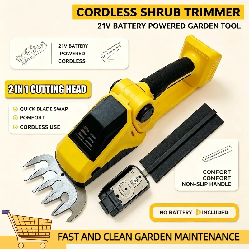 Electric VESMATITY 2 in 1 Cordless Hedge Trimmer Grass Shears Handheld Garden Tool for 20V Battery Bare Tool No Battery Included