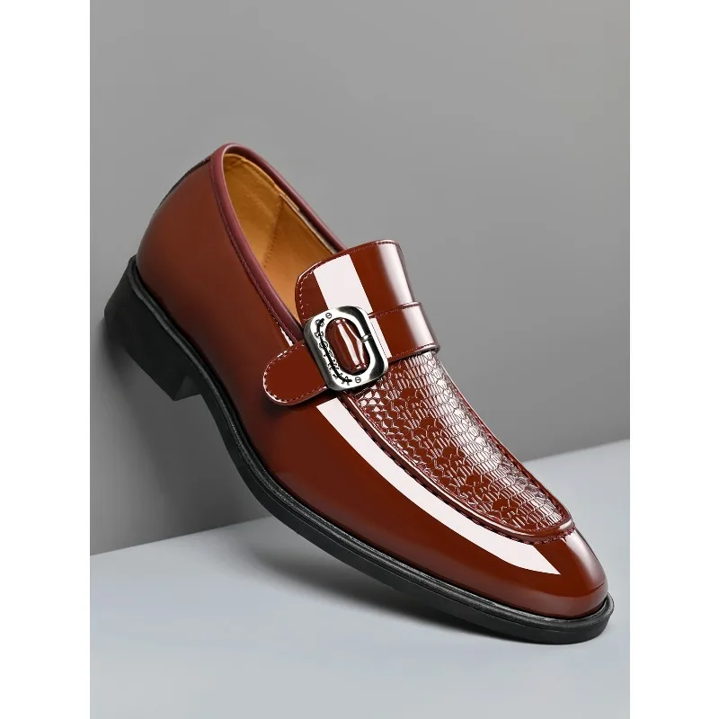

Мужские лоферы класса люкс с зеркальным эффектом, металлической пряжкой и тисненым дизайном – элегантная обувь для банкетов и деловых мероприятий