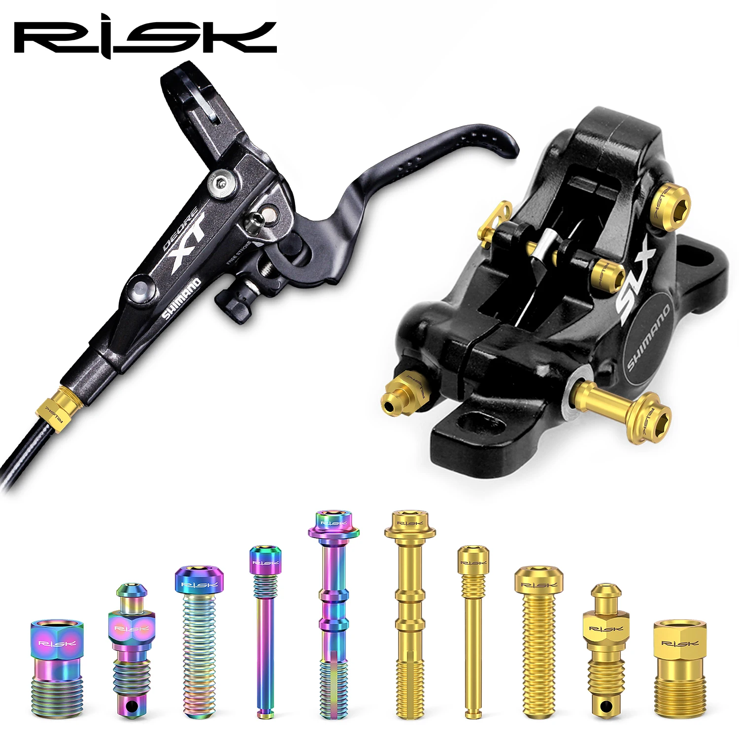 RISK Titanium Bike Oil Tube Bleed Nipple Compression Nut Retainer Pin Disc Brake Caliper Master Cylinder Fixing Bolt for SHIMANO