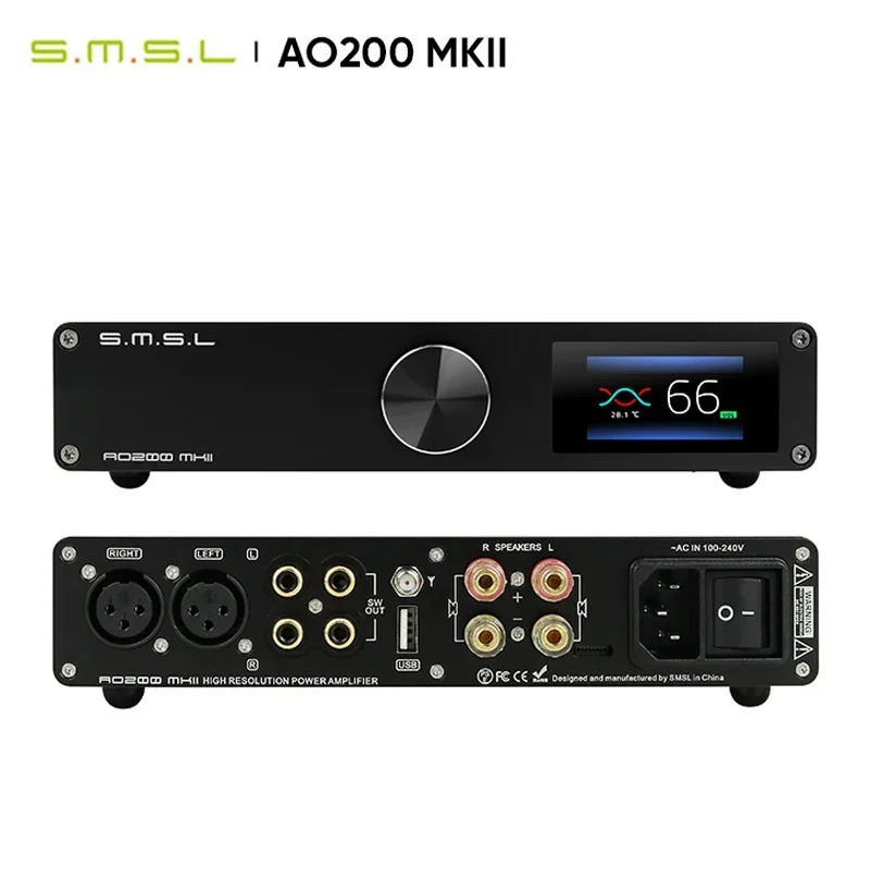 SMSL AO200 MKII Digital Amplifier HIFI Bluetooth 5.0 MA5332 Chip Stereo Amplifier USB/XLR/RCA/Balanced Input SDB Sound Amplifier