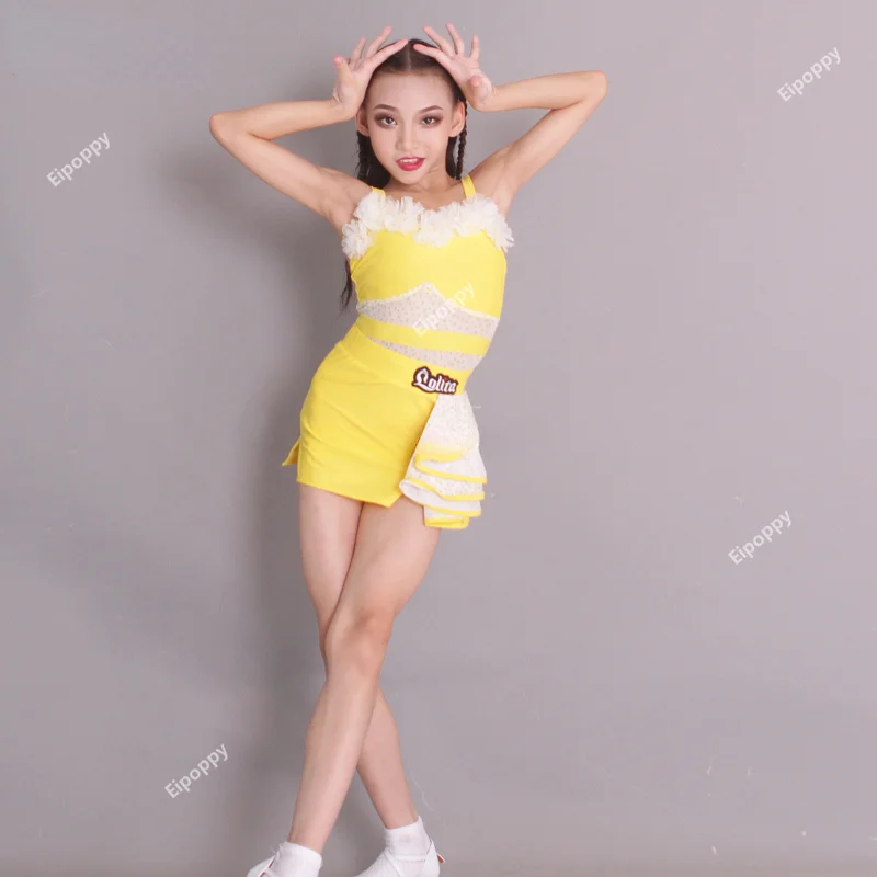 

Performance Cha Cha Rumba Tango Dance Dress Skirt Girls Practice Dress Children's High-grade Regulation Dress Latin Training