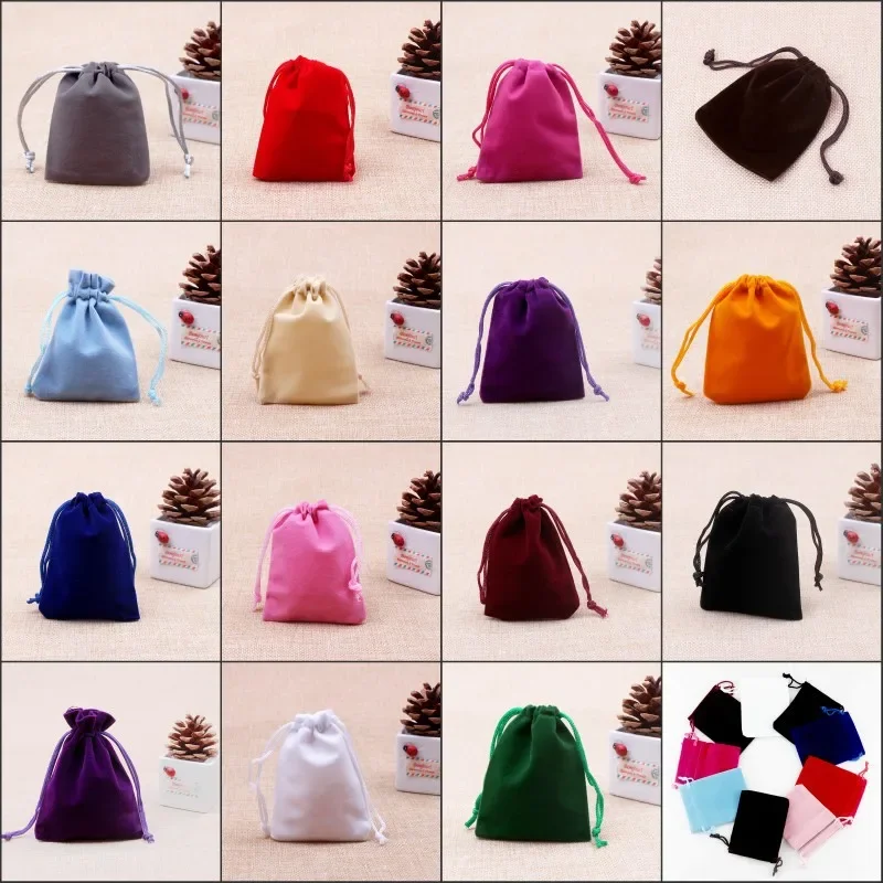 

Hot sale 100pcs 7x9cm Velvet Drawstring Pouch Bag/Jewelry Bag Christmas/Wedding Gift Bags Black Red Pink Blue 10 Color