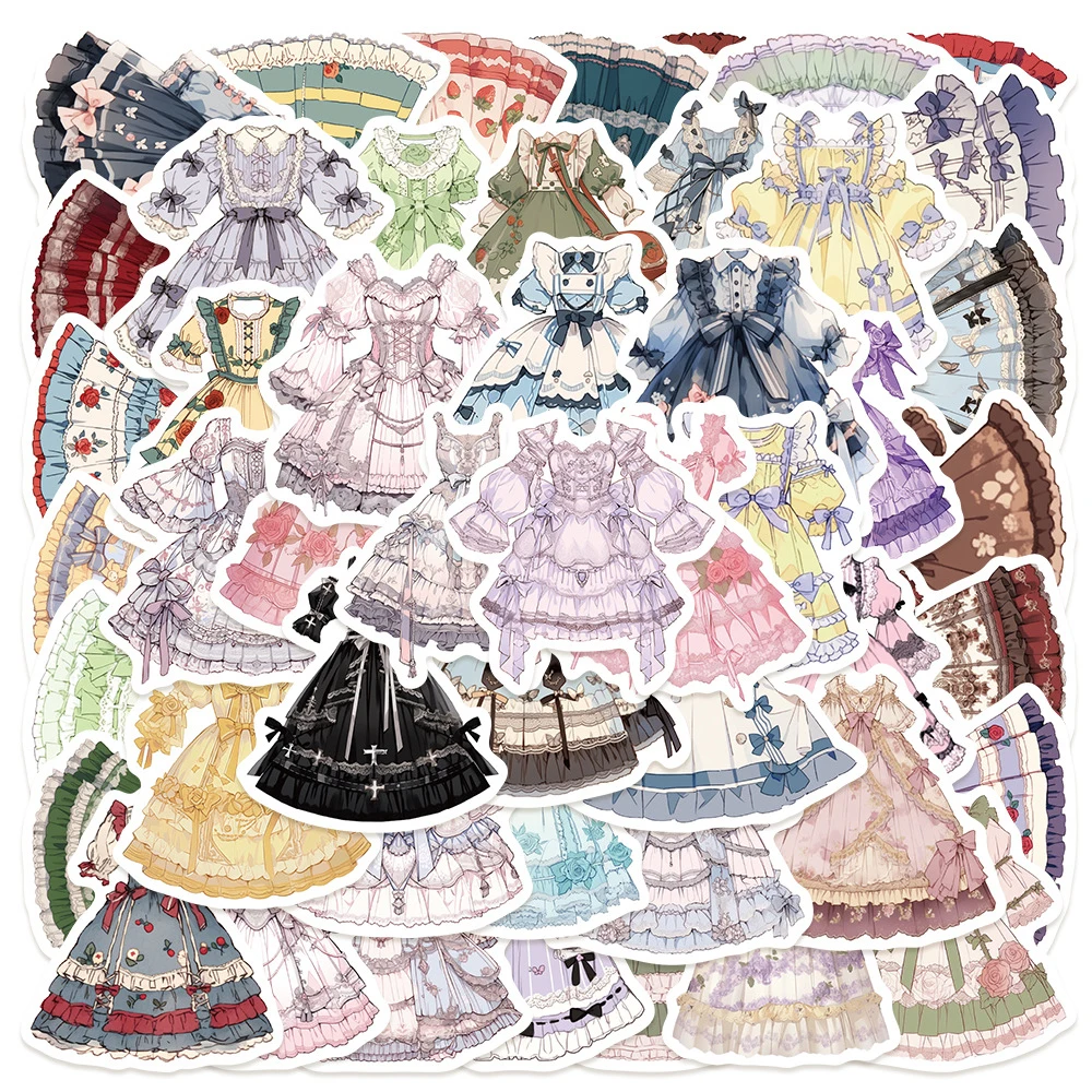 

10/30/50pcs Cute Lolita Dress Girl Aesthetic Stickers Cartoon Kid Decals Toy DIY Notebook Phone Laptop Kawaii Graffiti Sticker