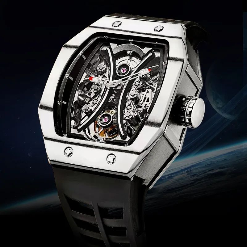 Aesop German Skeleton Fashion Mechanical Watch for Men Top Brand Luxury Automatic Mens Wacthes 316 Stainless Steel Sapphire Dial