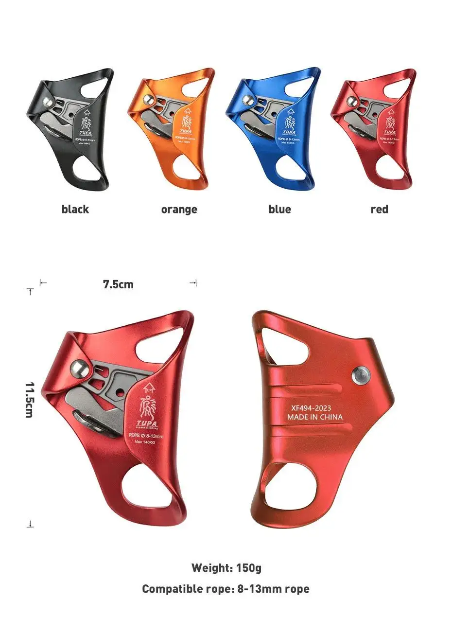 Outdoor Rock Climbing Chest Ascender, 140KG Aluminum Alloy Lift Ascender for 8-13mm Ropes, Rope Climbing Device