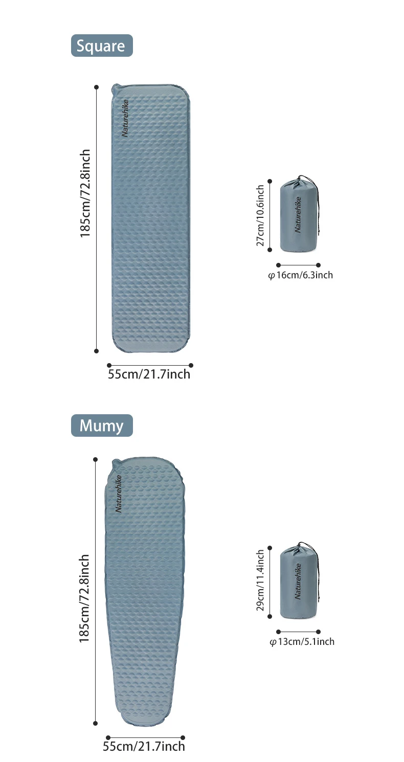 Naturehike Luftmatratze, ultraleicht, zusammenklappbar, schnell selbstaufblasend, aufblasbares Bett, tragbare Schwammmatte, Camping-aufblasbare Matratze – Detail 19