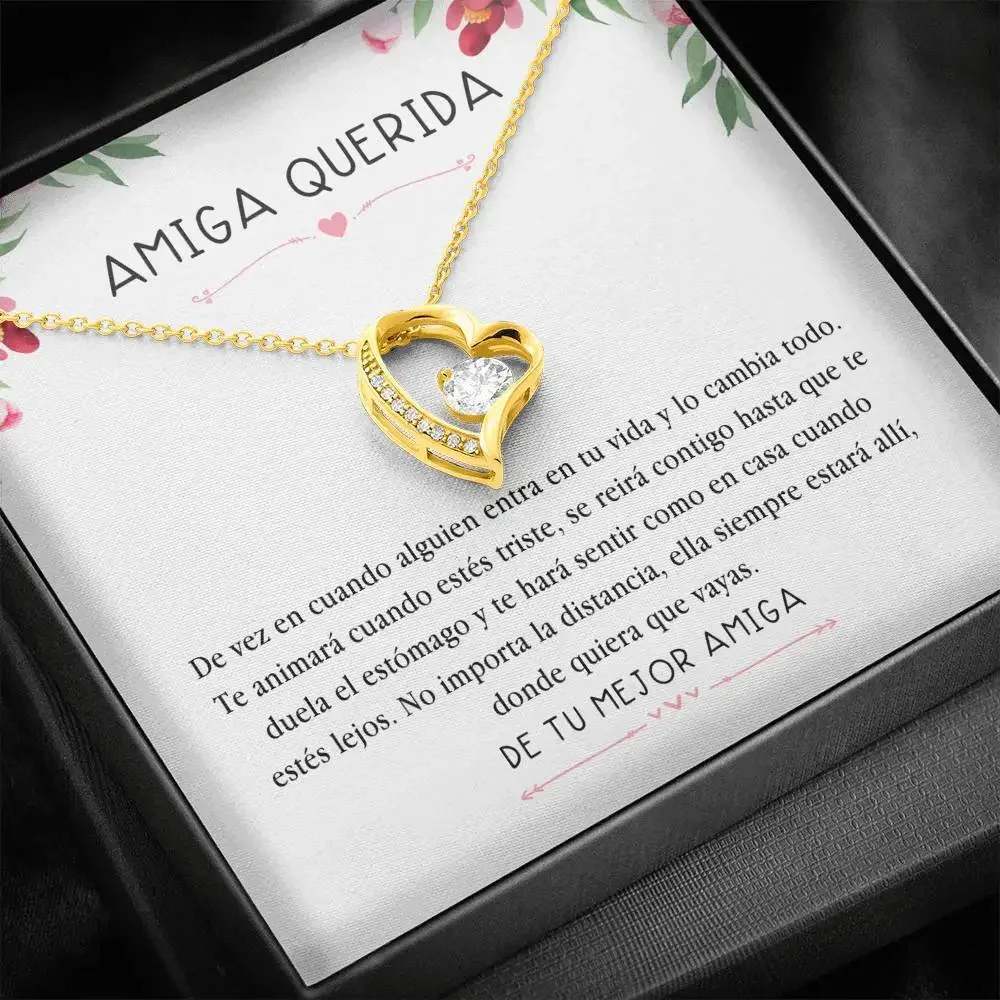 Amiga Querida Collar De Corazón Love Pendant Women Necklace Cubic Zirconia Gifts For Lover Wife Girlfriend 2022 Dropshipping